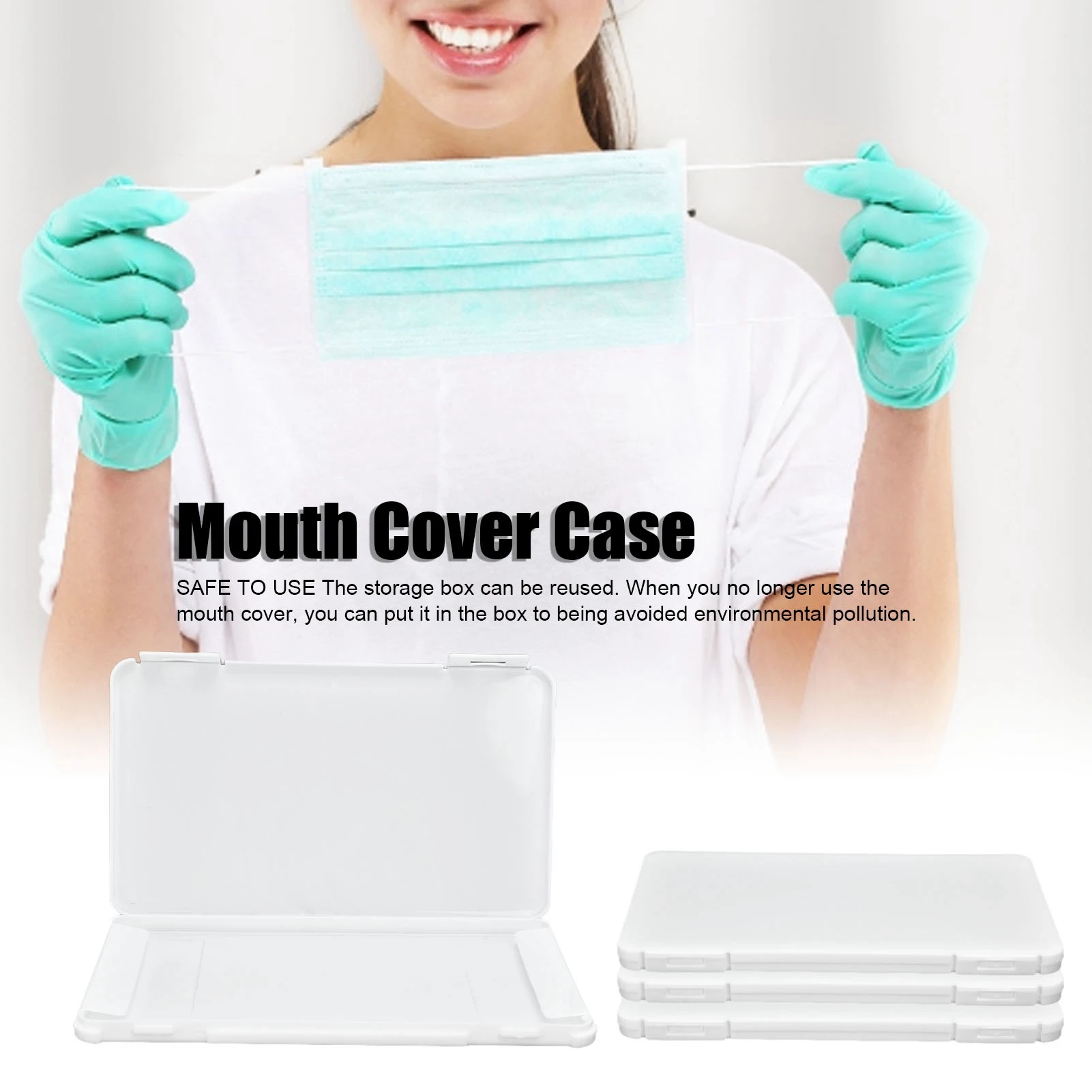 

4Pcs Plastic Mouth Muffle Storage Box With Lid Recyclable Portable Mouth Cover Organizer For Outdoor
