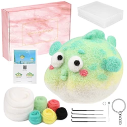 Agulha Felting Starter Kit com Instrução, Tapete de Espuma e Agulha, DIY, Peixe Oceano, Pingente Pufferfish, Maybox