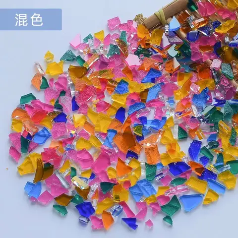 250 グラムモザイクカラーアイスクラック破片クリエイティブペーストアートカラーガラス粒子透明 DIY アート工芸家の装飾