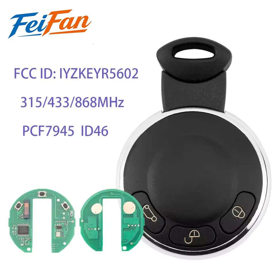 FeiFan Remote Car Key IYZKEYR5602 For BMW Mini Cooper 315/434.2/868MHz PCF7945 ChipAuto Smart Card Key PN:456368-03