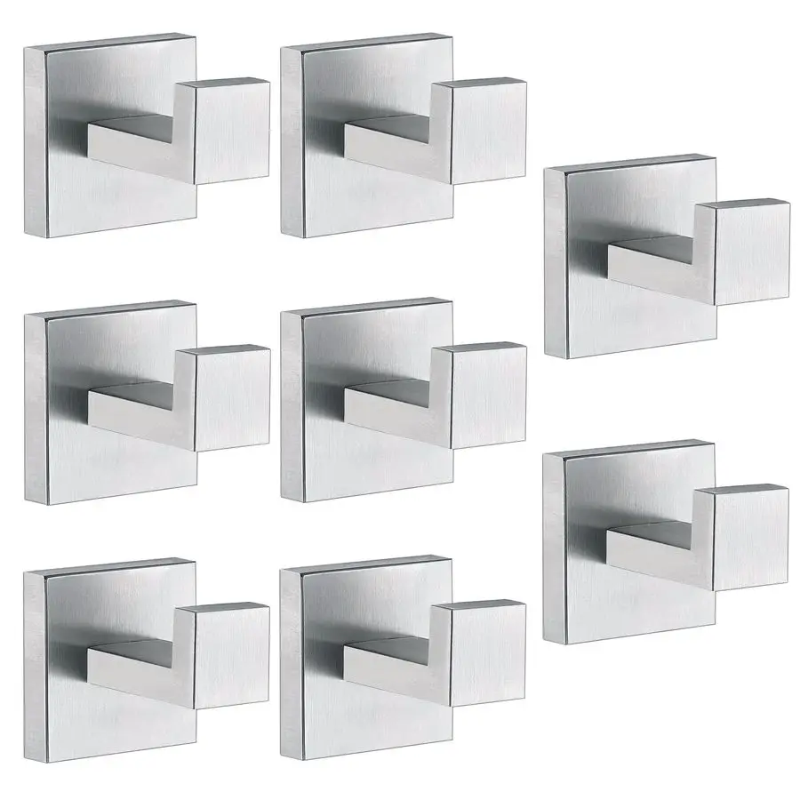 

Hooks For Bathrooms, Brushed Nickel Towel Hook For Kitchen Bathroom, SUS304 Stainless Steel Coat Hook, Square Heavy Duty Holder