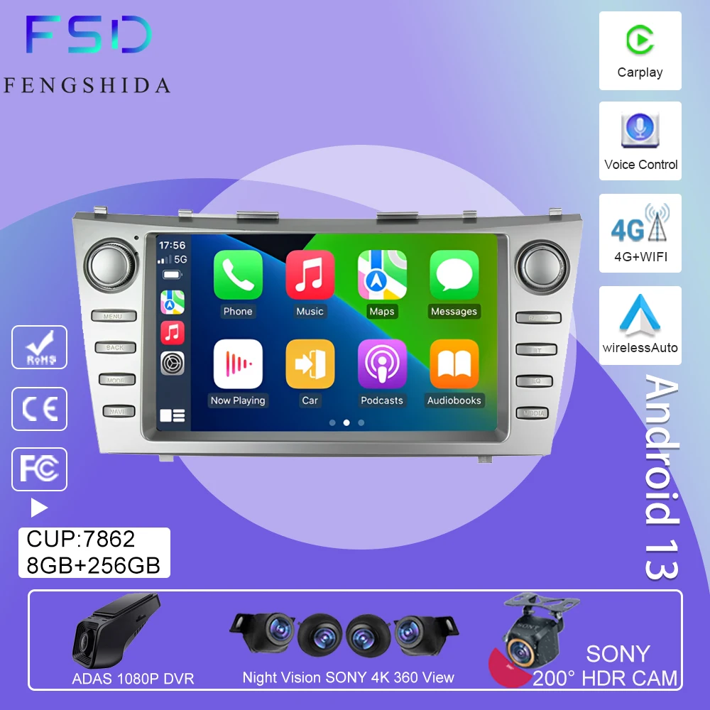 Android Auto For Toyota Camry 6 XV 40 50 2006 - 2011 Car Radio Multimedia Player Navigation GPS Carplay Bluetooth Autoradio WIFI