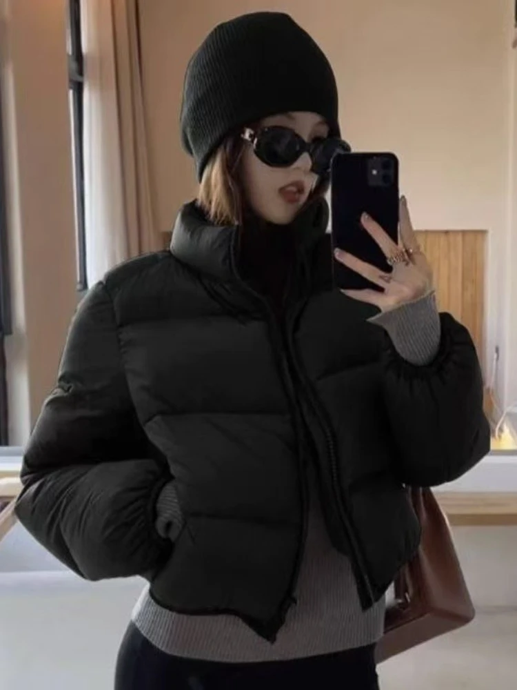 

Винтажные осенне-зимние короткие парки женские ретро карманы на молнии толстая теплая повседневная куртка уличная облегающая женская верхняя одежда