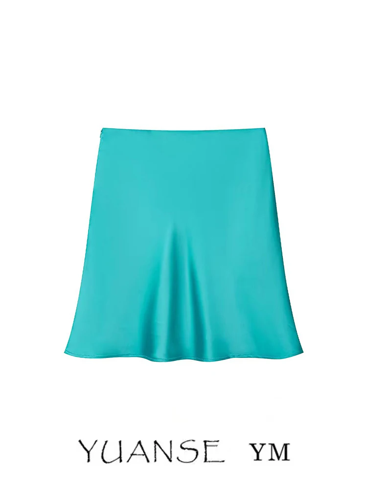 High Waist A-Line  Skirt Pure Color Women's Spring Fashion Elegant Short Skirt Girls Student Ladies Standard Fit Skirt