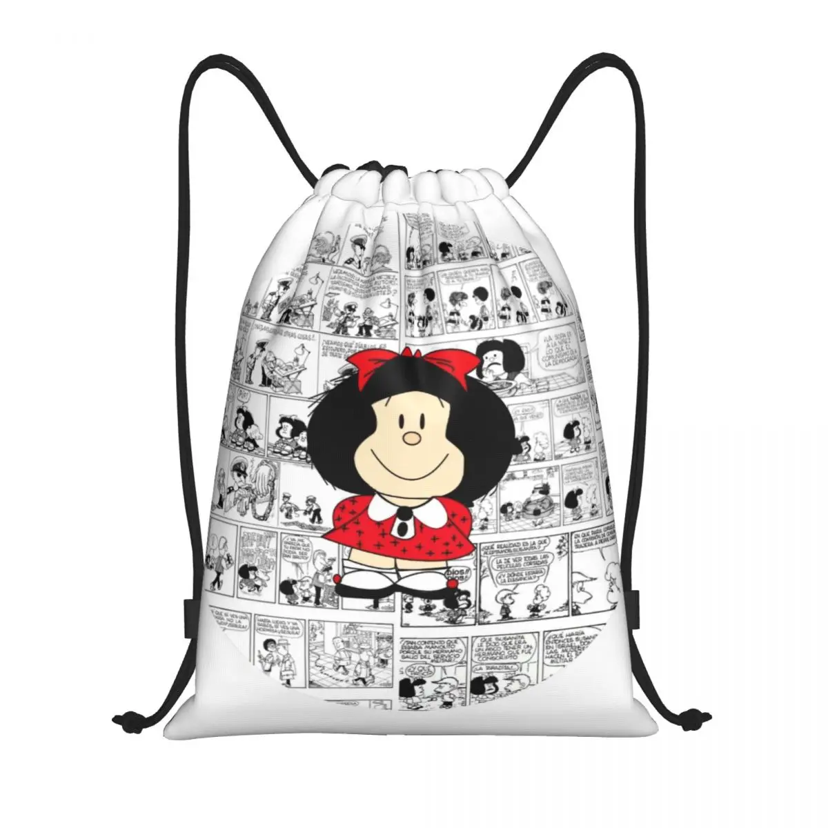 Mafalda Cartoon Quino Comics Drawstring Backpack Sports Gym Bag for Women Men Shopping Sackpack