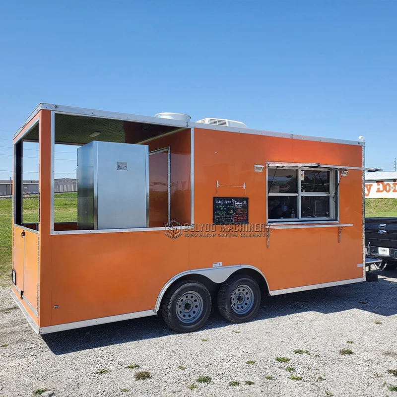 Belyoo Mobile Food Trailer Street Food Ice Cream Truck Pizza Juice Vending Cart Outdoor Trailer Food Truck With Full Kitchen