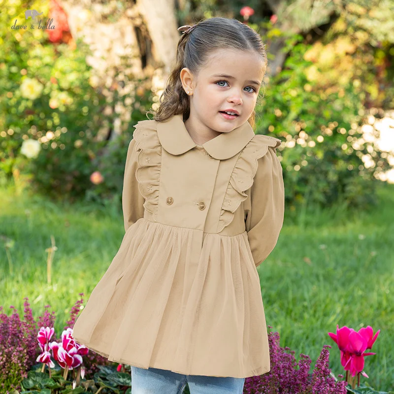 dave-bella-children's-windbreaker-girls-khaki-coat-kids-jacket-2025-new-spring-sweet-lovely-baby-girls'-trench-tops-db1250437