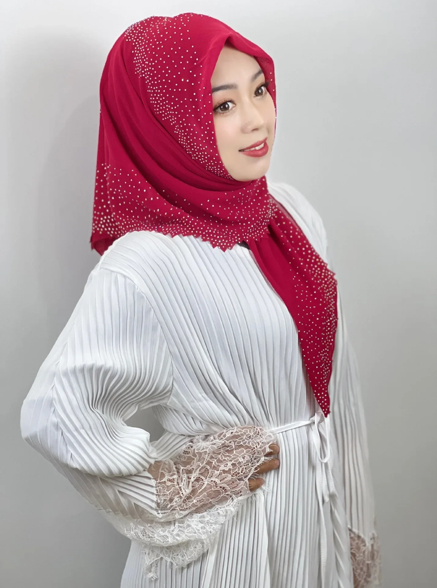 

Мусульманский хиджаб для женщин: шифоновый платок с квадратными стразами, шаль, тюрбан, исламский головной убор, бандана, повязка на голову, керчиф, турбанте мухер