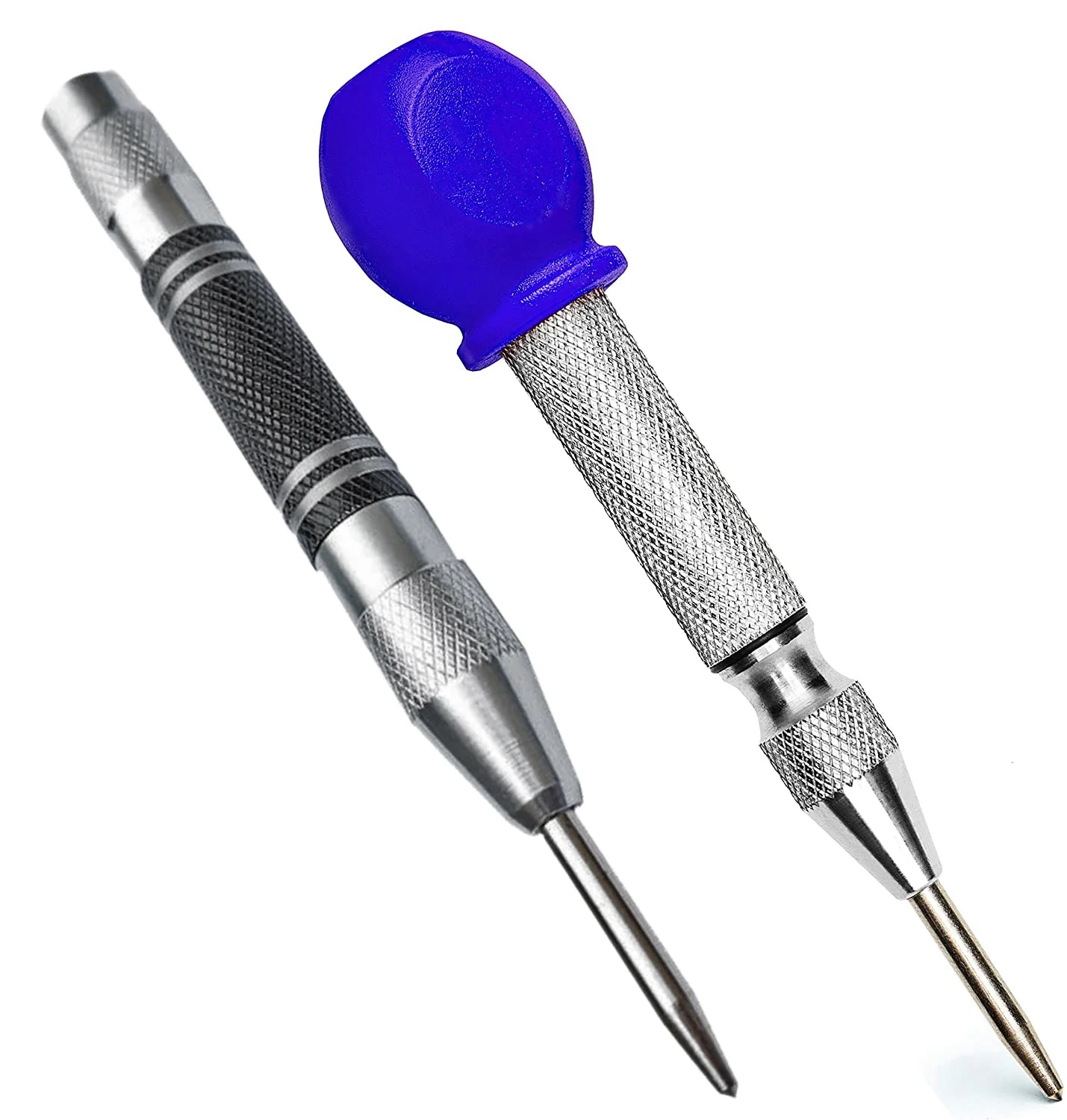 Trending Now 2Pcs Automatic Center Punch Center Hole Punch Set For Wood, Metal, Plastic, Glass, And Marble