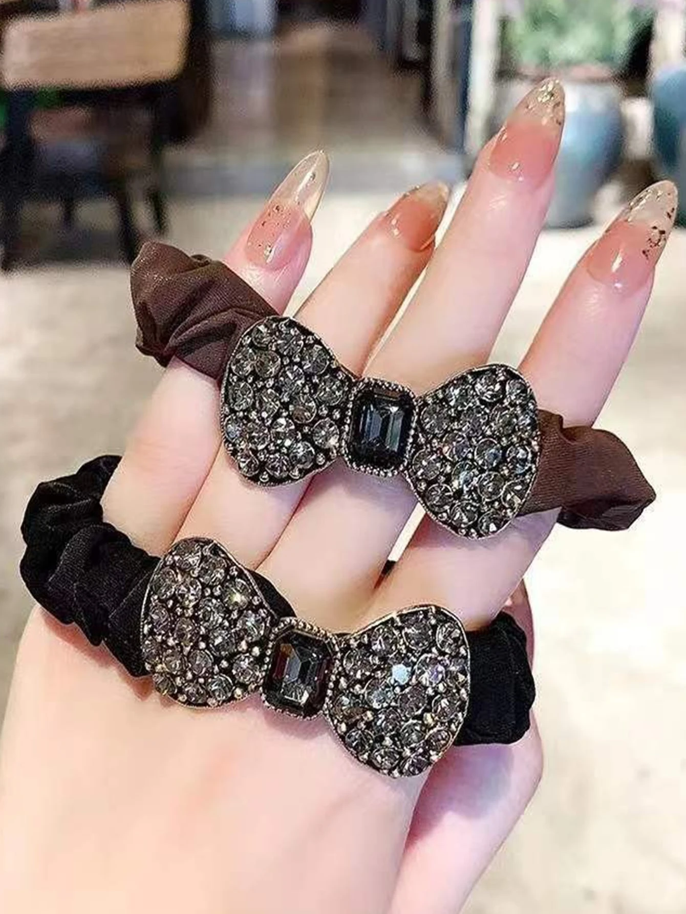1/2 Stück Strass Schleife Dekor Scrunchie Royal, Damen Kopfschmuck, Damen Haarschmuck Haargummis Haargummibänder