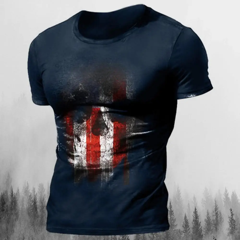 تي شيرت رجالي صيفي ثلاثي الأبعاد عتيق على شكل جمجمة رعب هيب هوب روك ملابس الشارع الشهير برقبة دائرية وأكمام قصيرة تي شيرت كبير الحجم ملابس رجالية