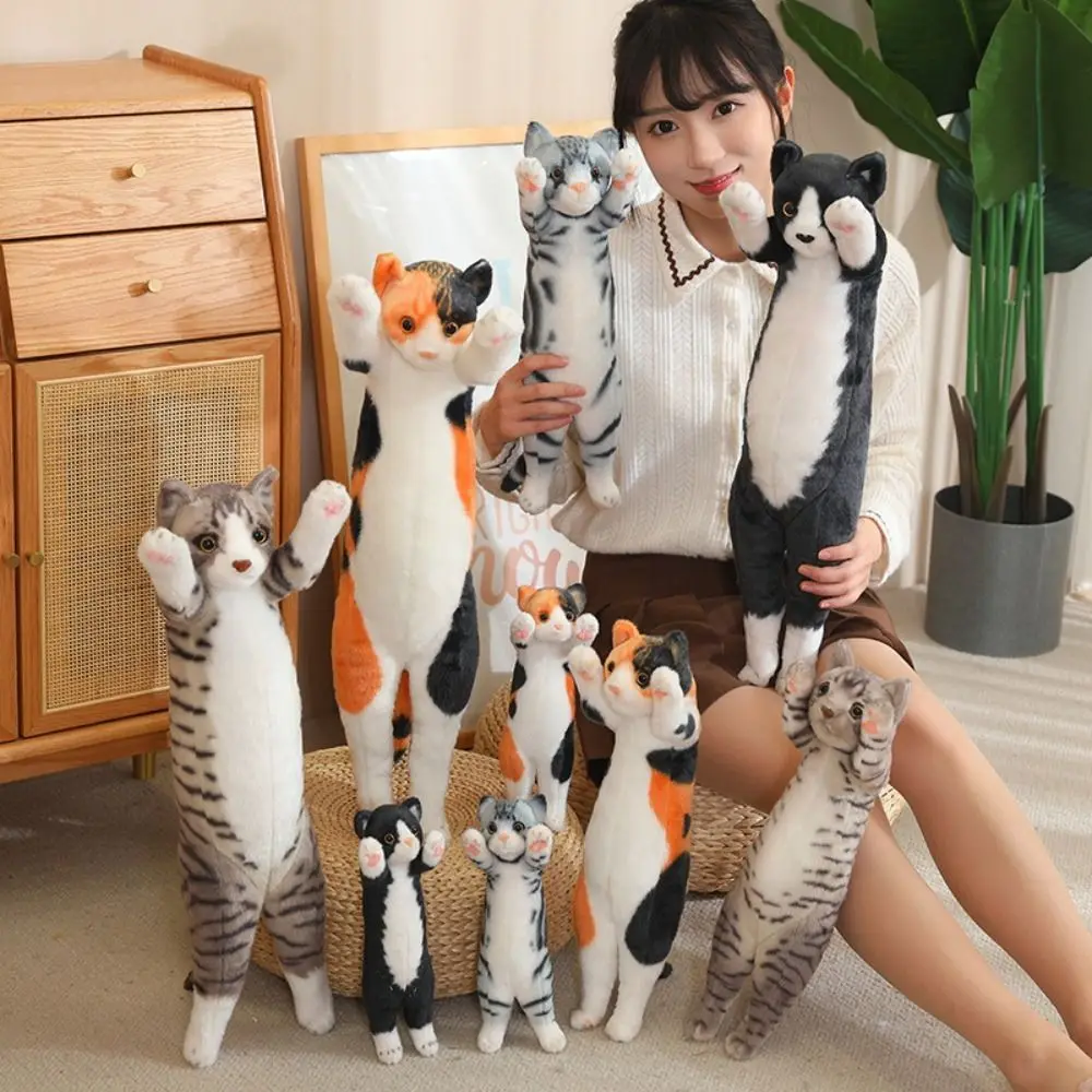 Simulation Cat Plush Toy Pillow Nap Stuffed Animal Stuffed Cat Doll Lifelike Office Sleeping Jumpping Kitten Plush Kids Girl