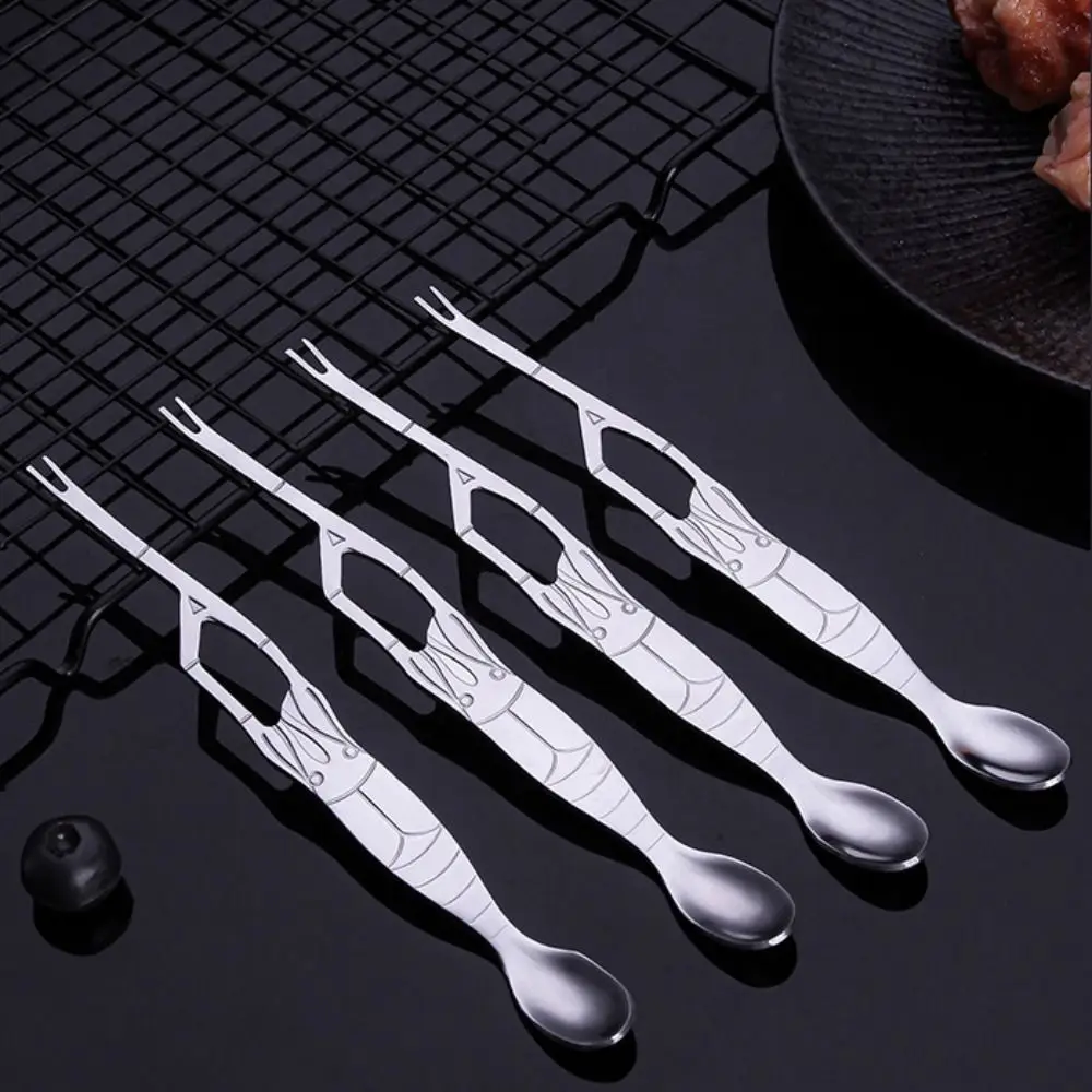 2Pcs Crab Seafood Forks Lobster Picks Tools Steel Fork Stainless Crackers Tool Spoon Eating Leg Nutshellfish Set Pick Eatting