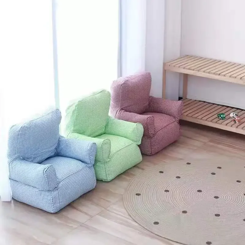 Nordic Children's single kindergarten bean bag sofa, mini plaid chair kindergarten early education institution baby furniture