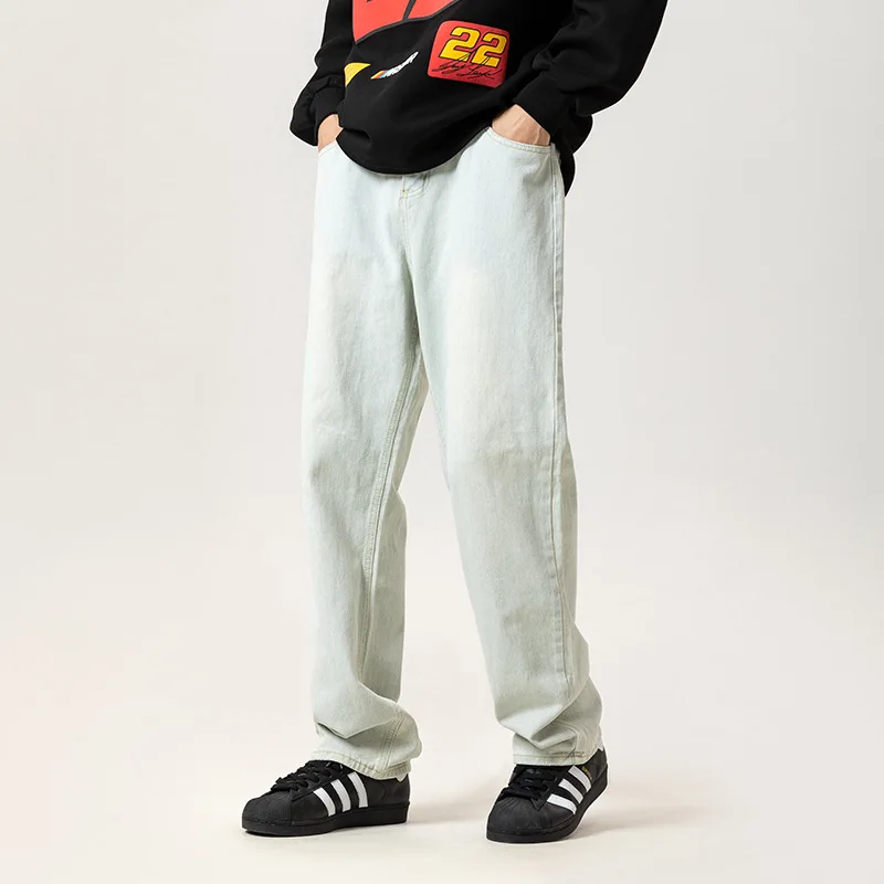 Washed jeans wide-leg casual loose straight trousers joggers tactical pants