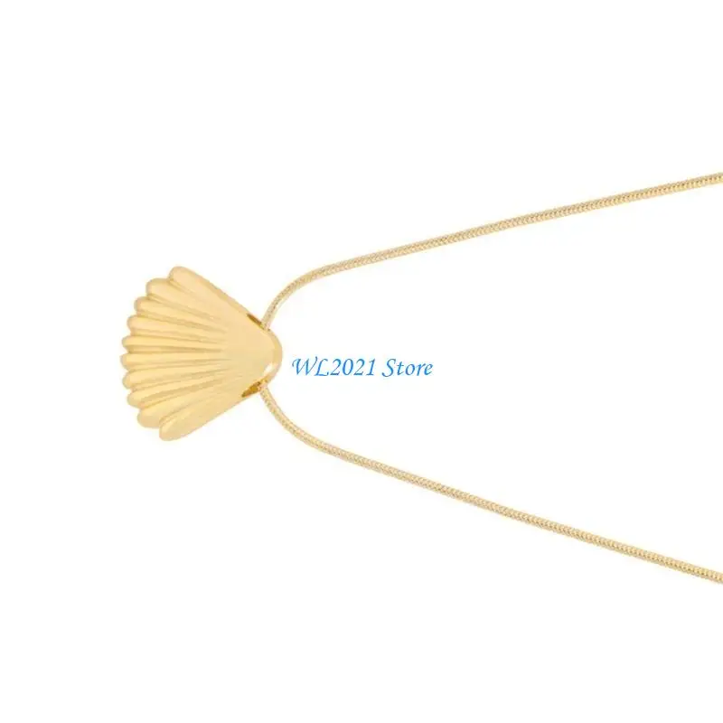 

G5GC Fashion Metal Shells Pendant Necklace Earrings Simple Y2K Choker Earrings