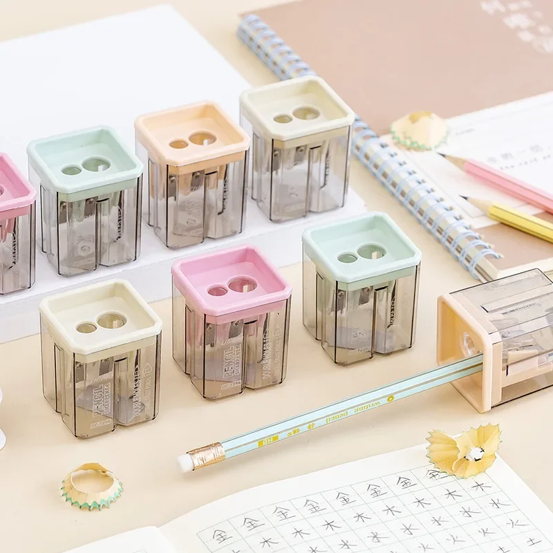 1 Piece Lytwtw's School Supplies Cute Morandi Color Geometry Sharpener for Pencil Office Creative Stationery Item