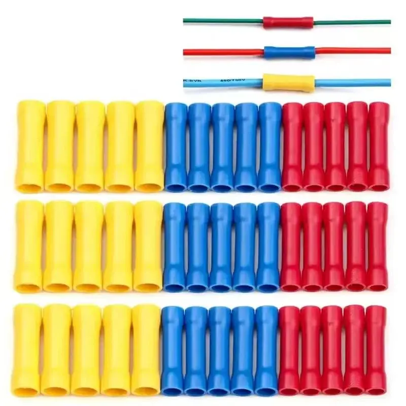 Crimp Terminals Cold Press Insulated 50Pcs Electrical Cable Connectors Secure Connection for Vehicle Audio System Installation