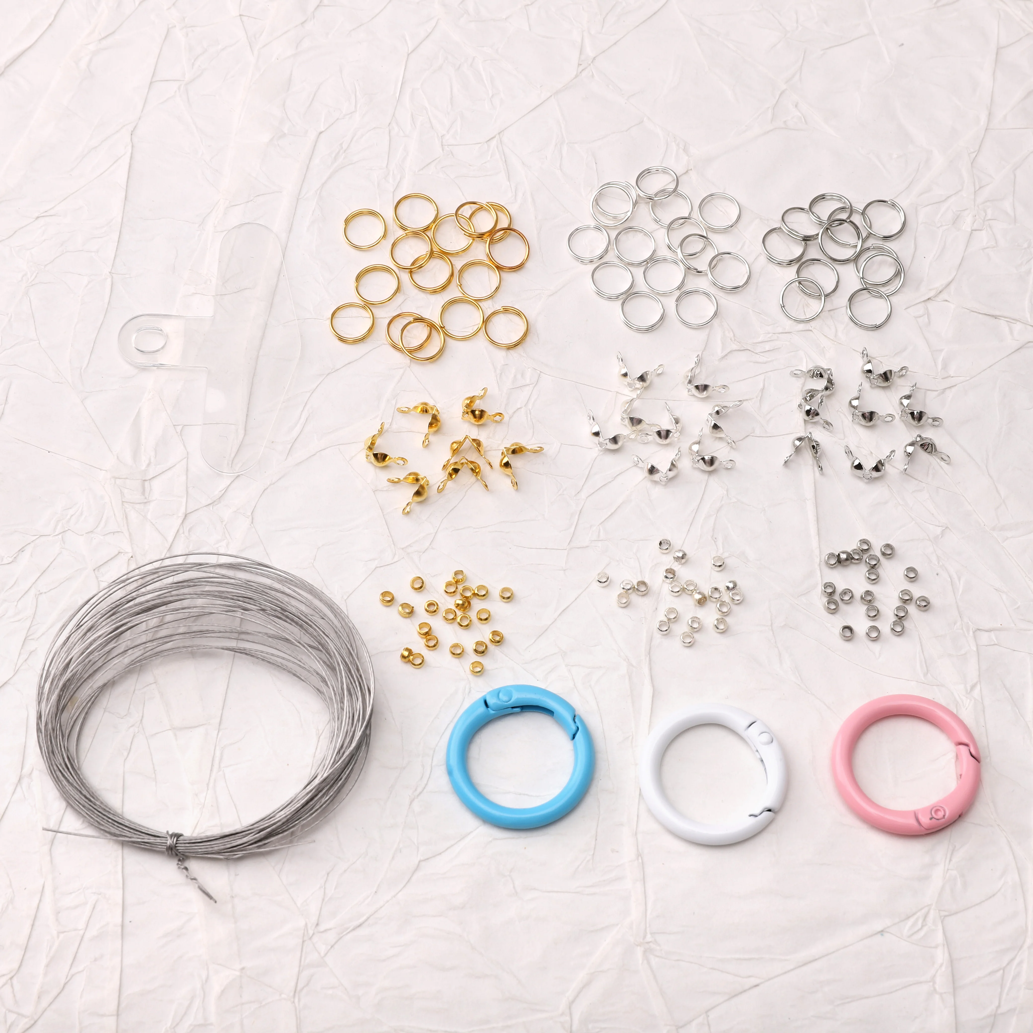 55Pcs/set Mobile Phone Chain Material Package Steel Wire/Spring Buckle/Rings For DIY Jewelry Beginner Handmade Making Findings