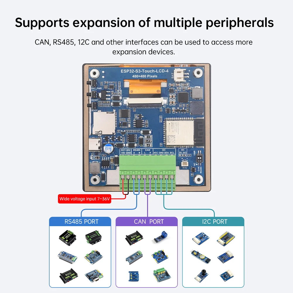 ESP32-S3-Touch-LLC WiFi Bluetooth Placa de desarrollo IoT Panel táctil LCD integrado de 4 pulgadas Módulo de Panel central inteligente