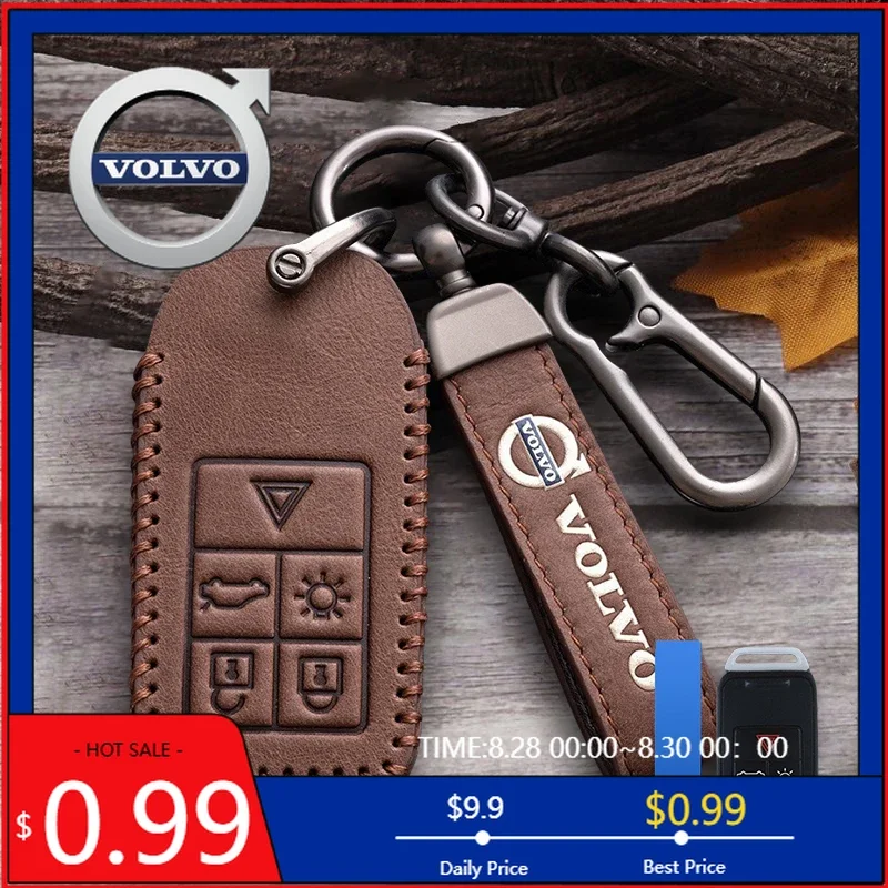 

Universal Bracket Leather Car Key Remote Cover Full Case For Volvo S60 S80 V60 XC60 XC70 S60L V40 XC90 Auto Keychain Protection