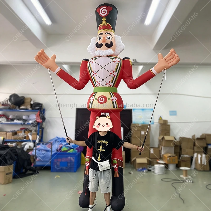 Giant Inflatable Nutcracker Puppet, Walking Blow Up Soldier, Christmas Parade & Mall Event Performance Decor Prop