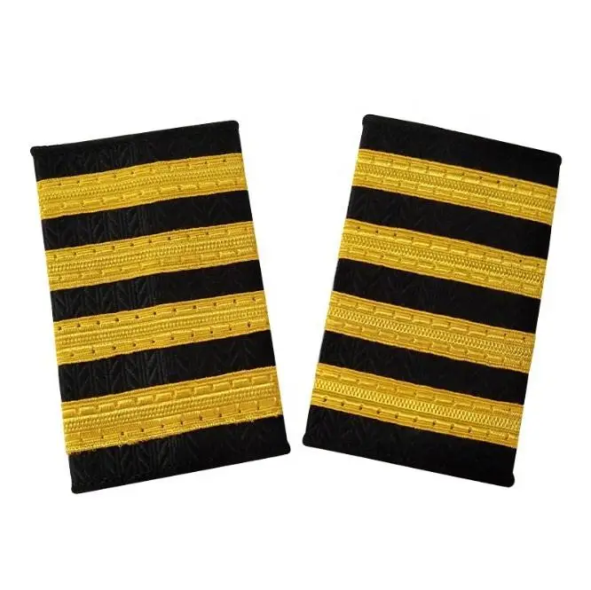 

5 Pairs International Pilot Shirt Uniform Shoulder Badge Gold Strip Epaulettes Craft Clothes Decor for Airline Costume