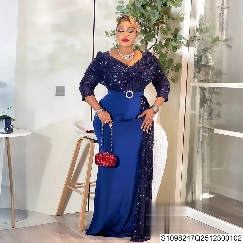 

2026 Элегантное свадебное платье подружки невесты большого размера из Африки, модное вечернее платье с высокой талией S1098247Q25123001