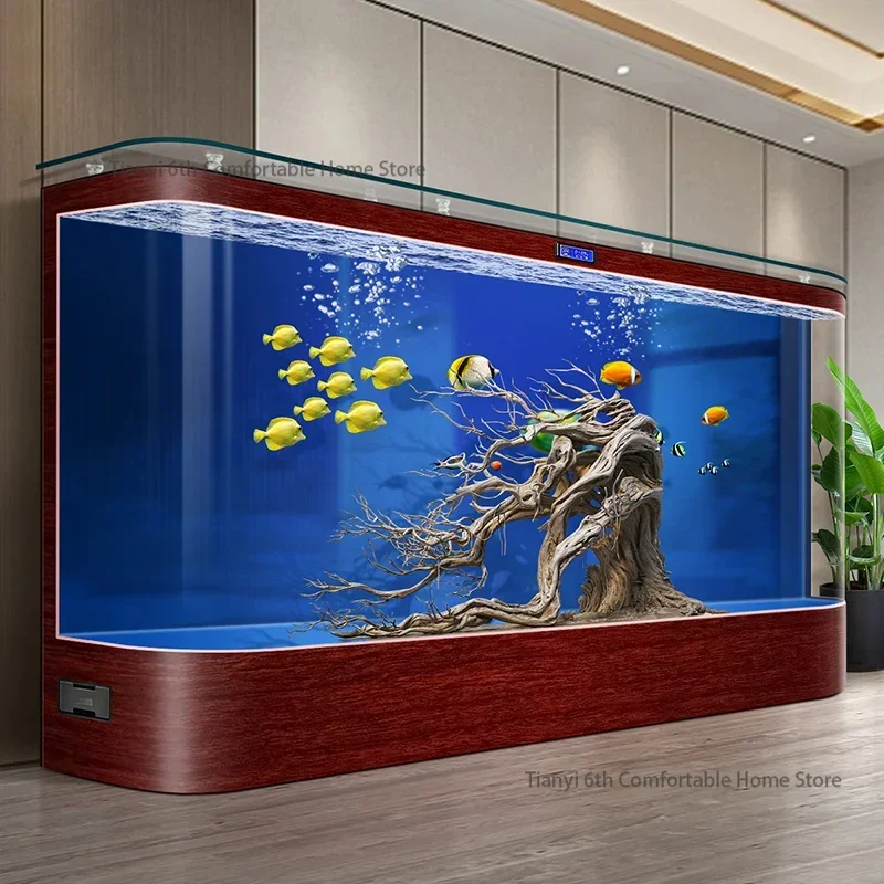 Modern Living Room Aquariums Nordic Circular Arc Fishbowl Viewing in Glass Filtered Water Fashion Home & Garden Аквариум FYFT