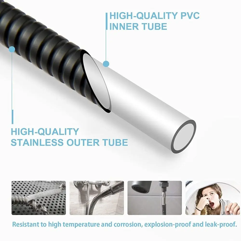 Bathroom Accessories Bidet Pipe Universal Black Shower Tube Explosion-proof Stainless Steel Handheld Shower Hose