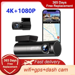 AZDOME 차량용 DVR 음성 제어 대시 캠, GPS 와이파이 대시 캠, 자동차 카메라, UHD 3840*2160P 야간 투시경, 24 시간 주차 모니터, M300S, 4K