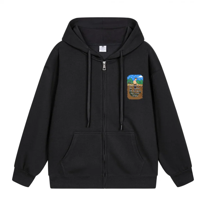 

Men's Zip-Up Hoodie Person Riding Bicycle On Pathway 2025 New Style Casual Couples’ Style Casual and Loose