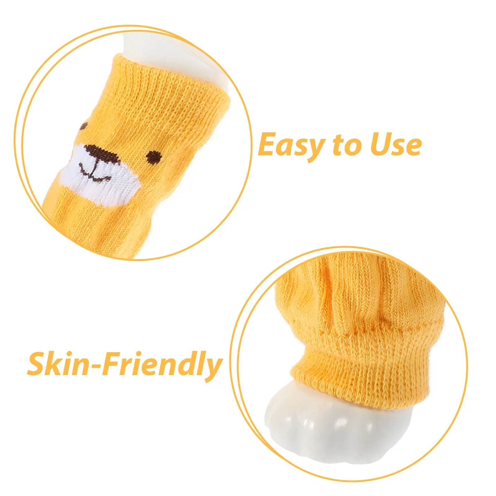 4 Pcs Pet Socks Dog Leg Warmers Non-slip Yellow Legs Cartoon Durable Material Comfortable Use Cold Snow Protection Dog Leg