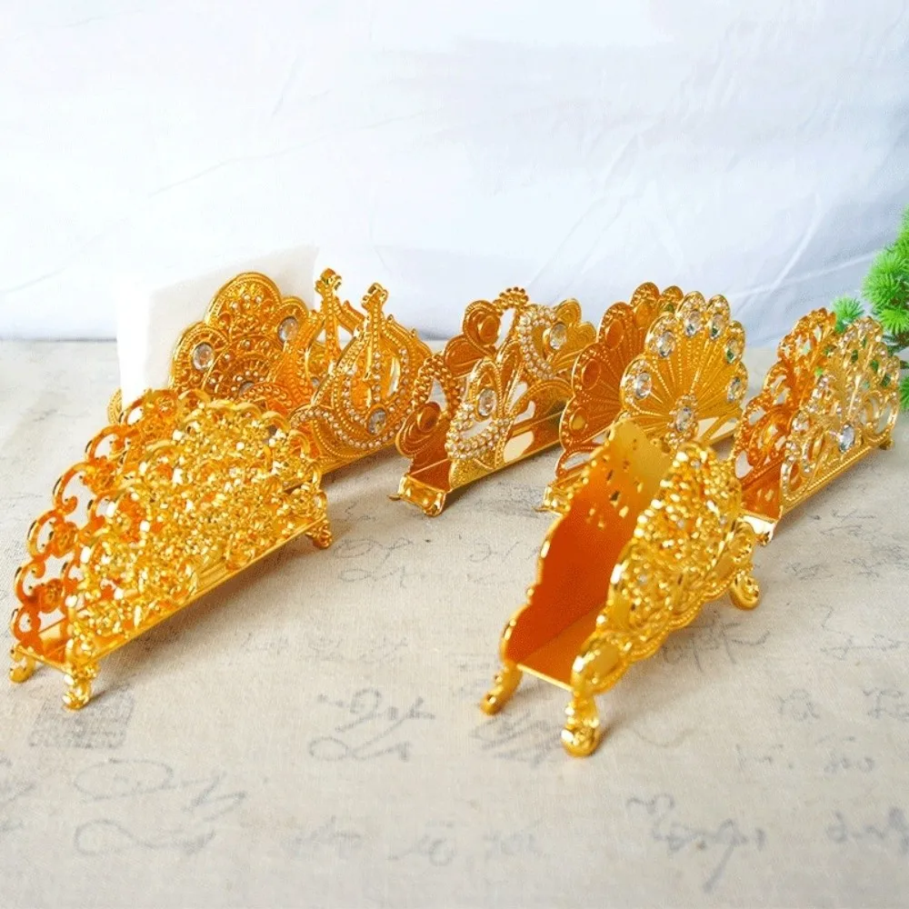 

Держатель для салфеток в европейском стиле, настольный орнамент, металлический диспенсер для бумаги из цинкового сплава, органайзер для полотенец, элегантная золотая коробка для салфеток