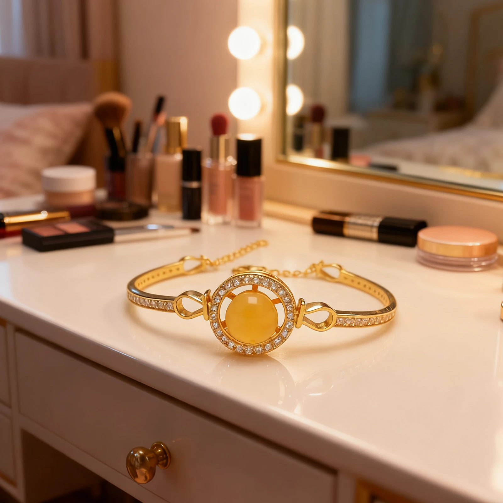 

For Love Adjustable Amber Bangle 10mm Bee Wax Rose Gold Plated 925 Silver Openwork & Prong Setting Jewelry Gift for Women Her