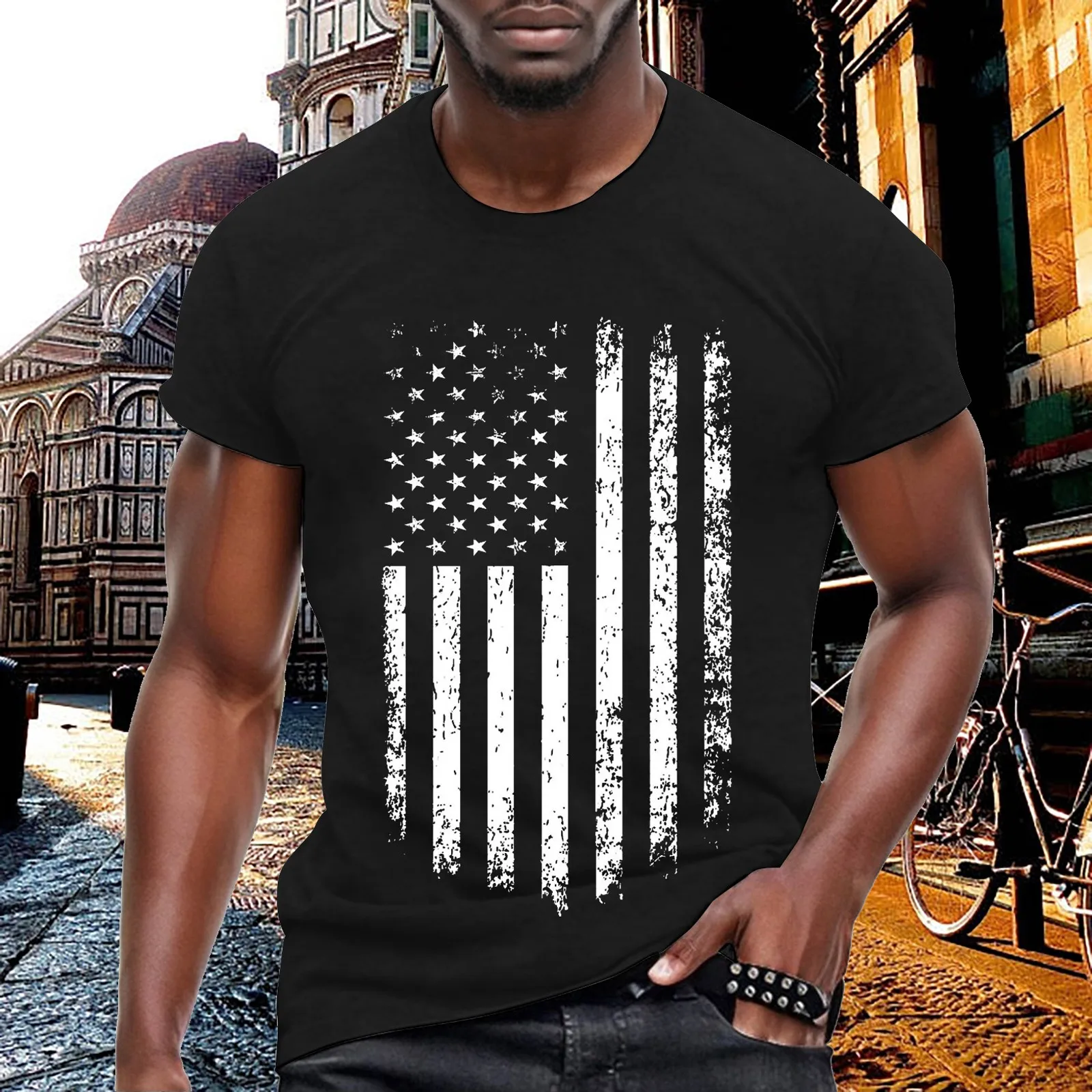 Tee Shirt For Men Tops T-Shirt 3d Print Usa  America Flag Patriotic Short Sleeve Independence Day Men'S Shirt мужская одежда