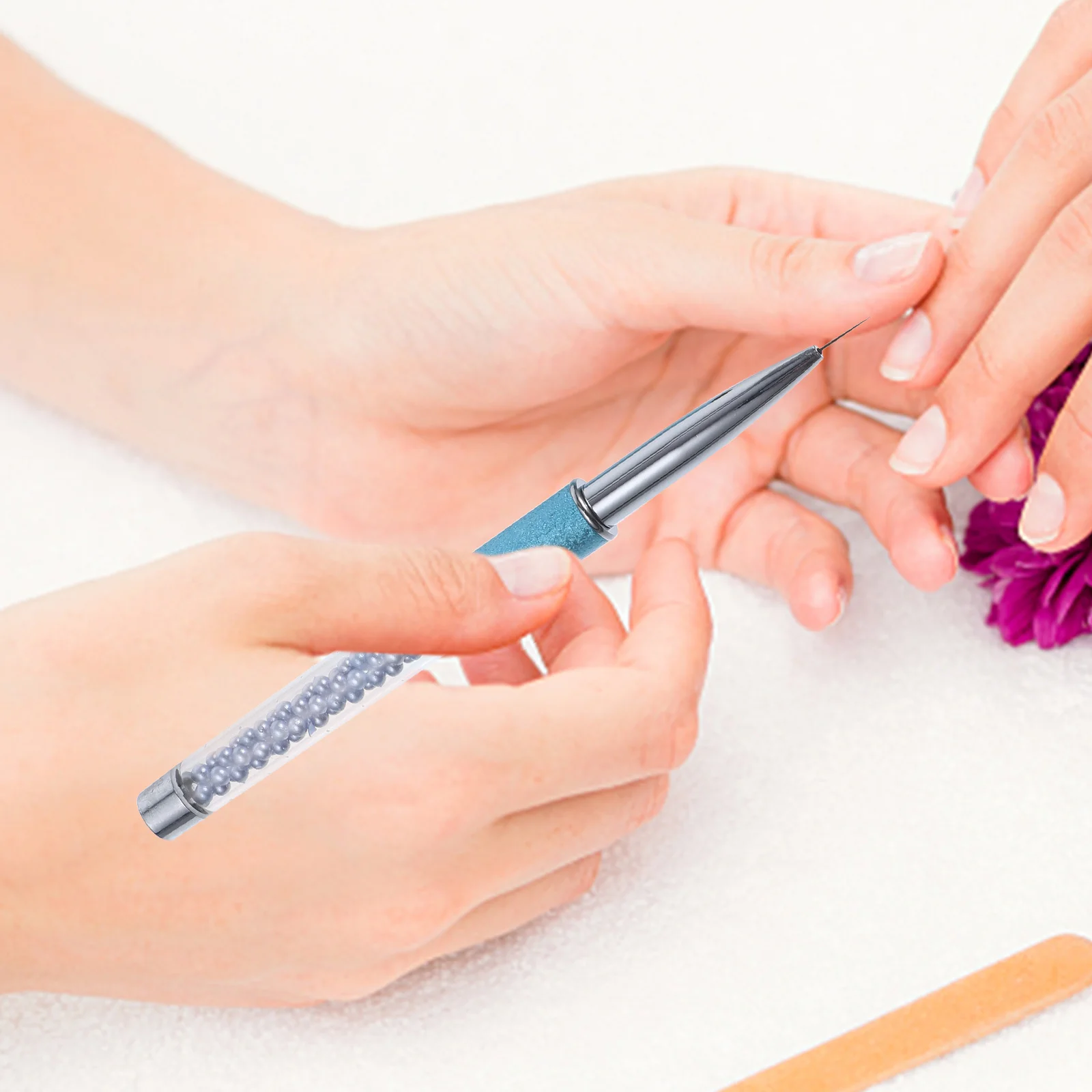 

1pc Nail Art Pen Blue Professional Fine Tip Manicure Brush For Salon Home Use Nail Painting Tool Drawing Line Design Kit