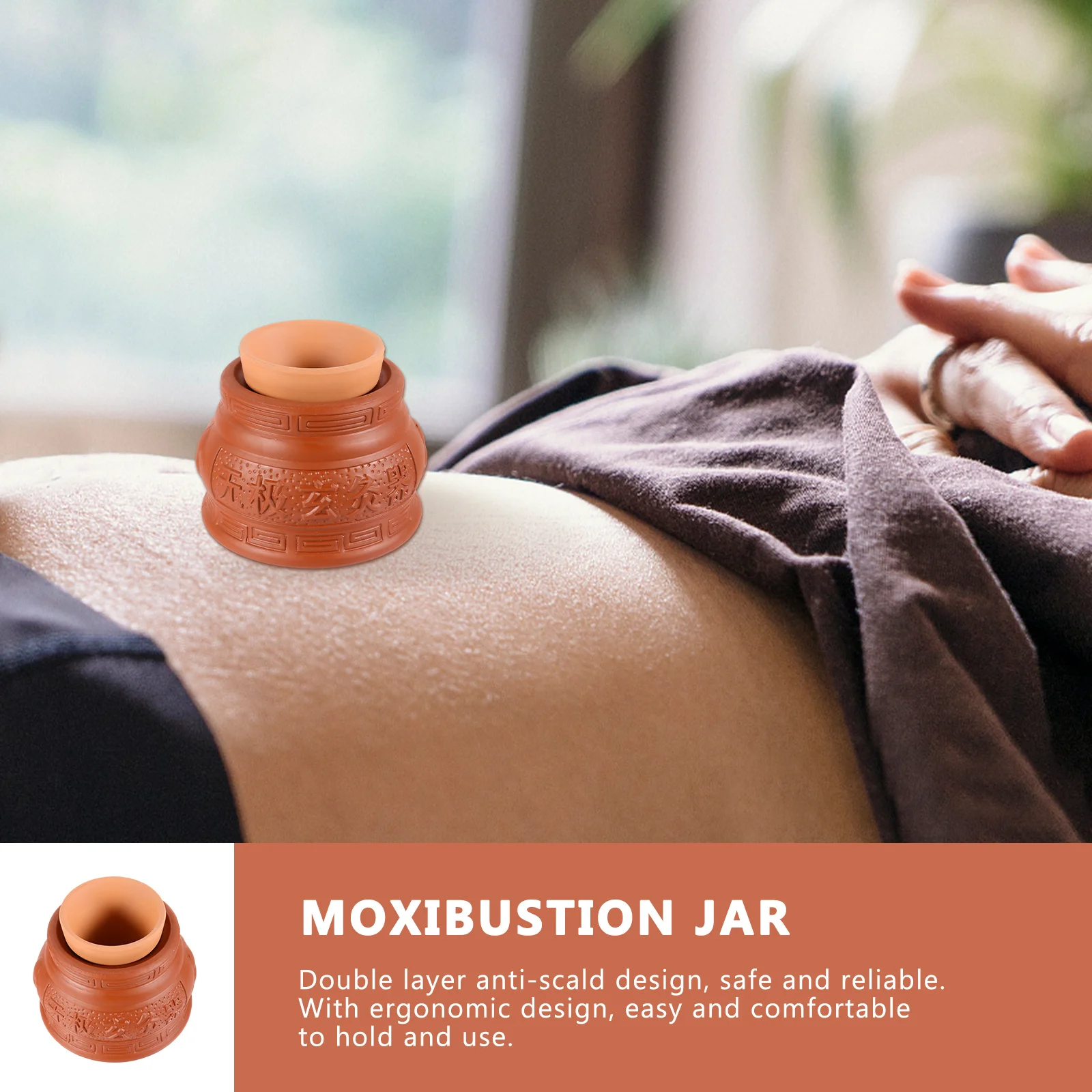 

1Pcs Red Porcelain Moxibustion Pot Double Layer Anti-Scald Design Ergonomic Portable Use for Arthritis Neck Shoulder Pain Relief