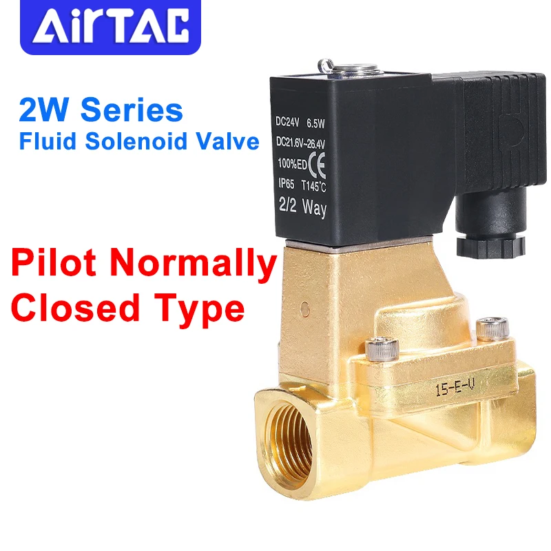 AirTAC 2W150-15/2W200-20/2W250-25 Solenoid Switch Water Valve Pilot Normally Closed Fluid Control Valve