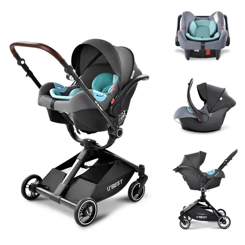 Durable pram set fashion design child baby prams for Baby mom outside and in car strollers car seat infant