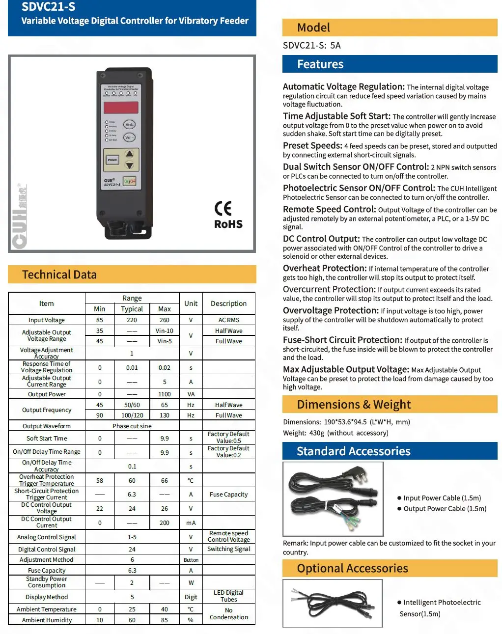Linear Feeder Controller CUH SDVC21S