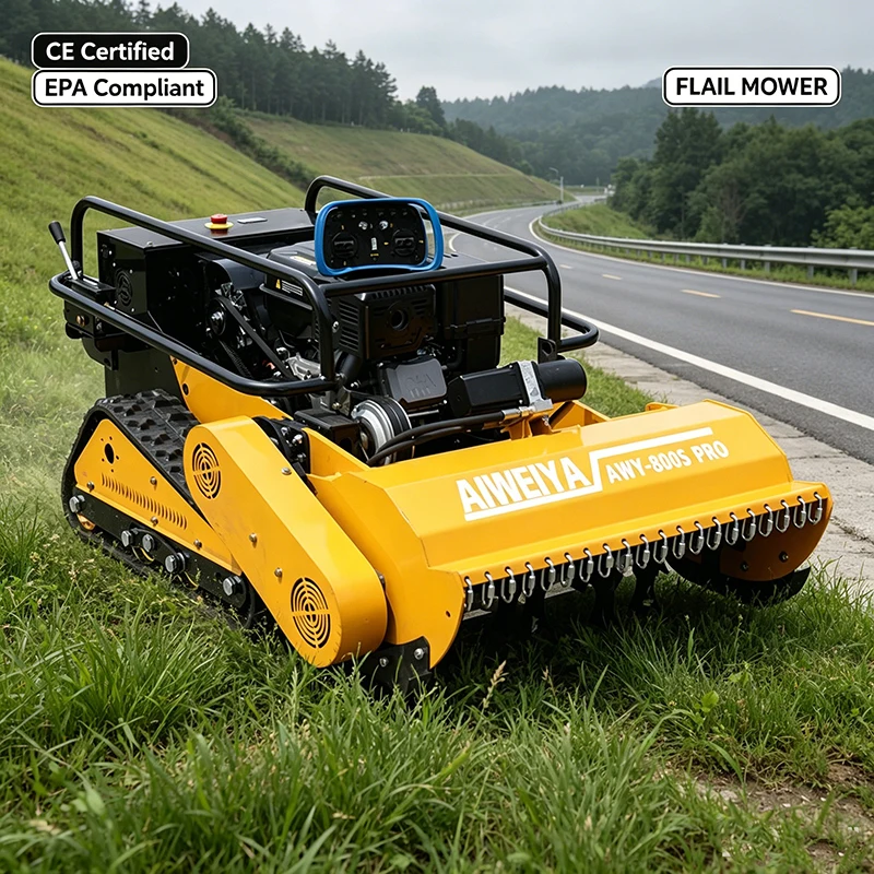 Customized 4 Stroke Remote Track Lawn Mower All Terrain Anti Slip Crawler Grass Cutter For Villa Lawn Mountain Slope Landscaping