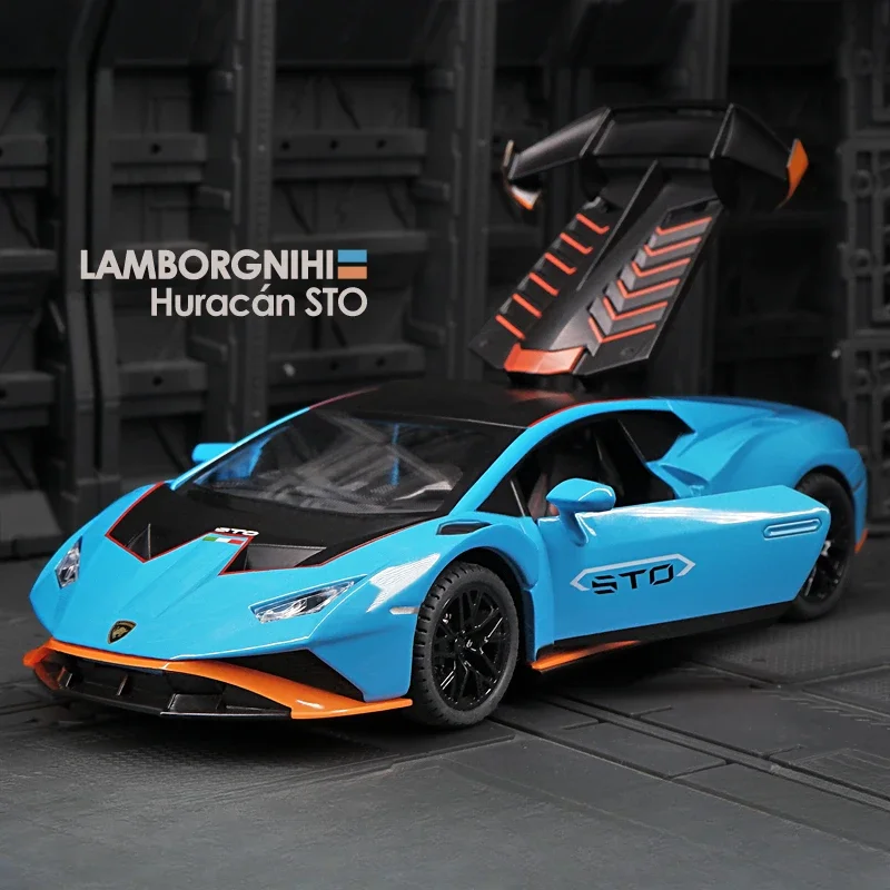 โมเดล1:24รถ Lamborghini Huracan STO อัลลอยด์โมเดลซูเปอร์คาร์ของเล่นเหล็กหล่อสำหรับเด็กคอลเลกชันขนาดเล็ก