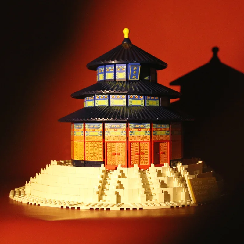 1655Pcs China Construction Beijing Temple of Heaven Prayer Hall Compatible Small Particle Building Block Table Educational Toys