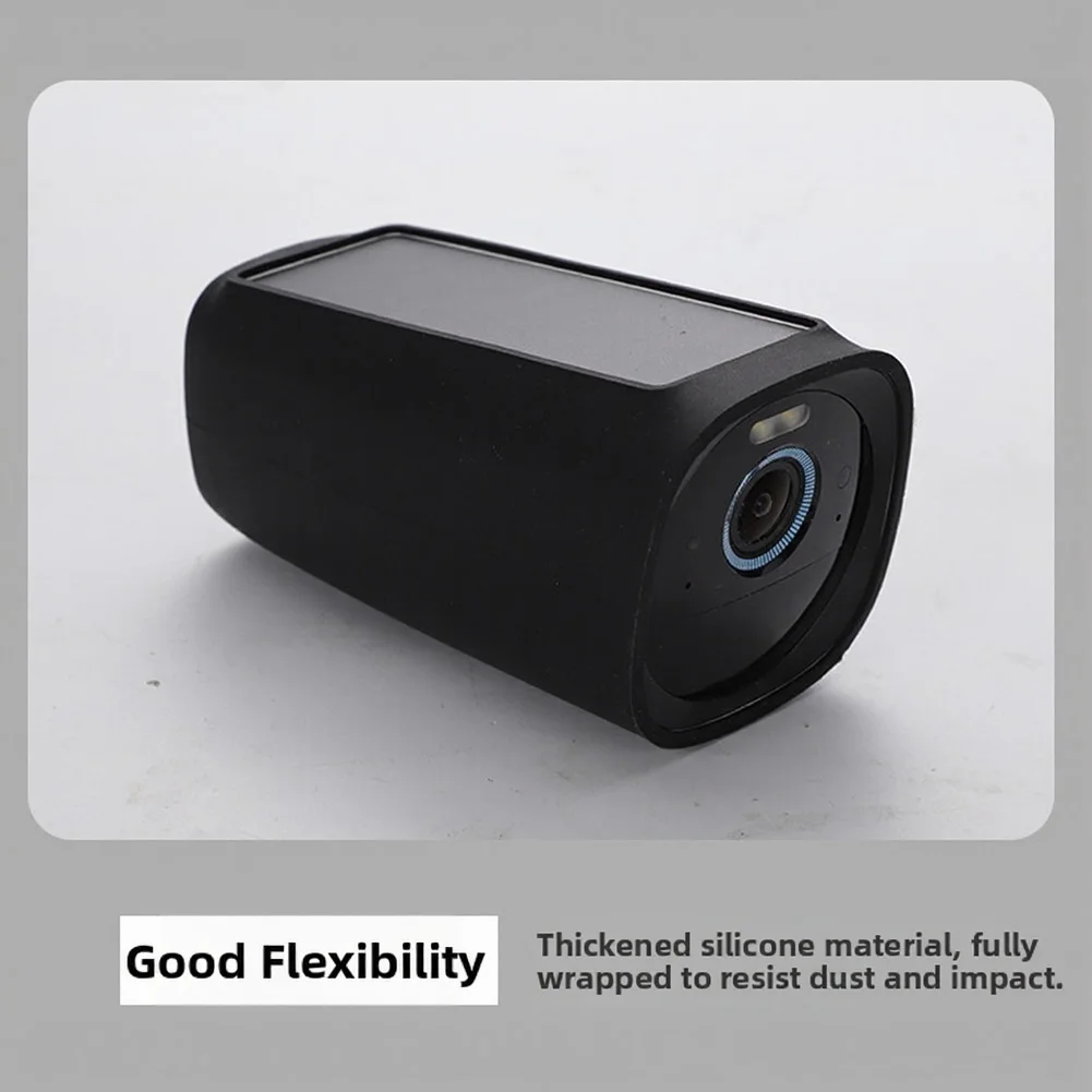 For EufyCam 3 Silicone Case Black Flexible Waterproof Cover with Push Pull Design and External Cable Management Slot