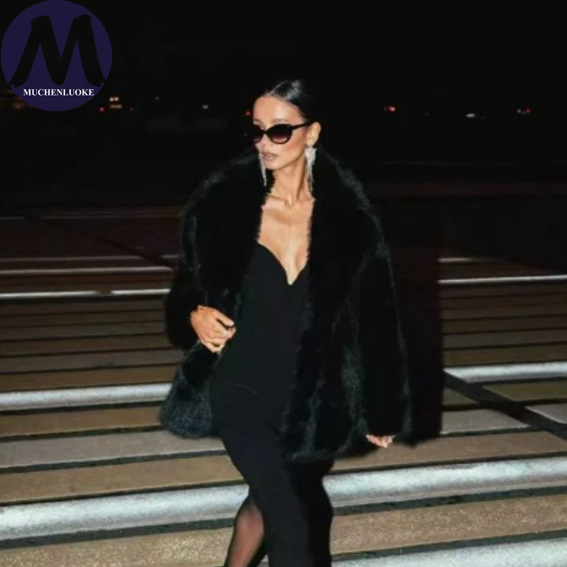 Elegante korte bontjas voor dames met imitatievossenhaarkraag Koreaanse mode casual losse revers dikkere warme jas