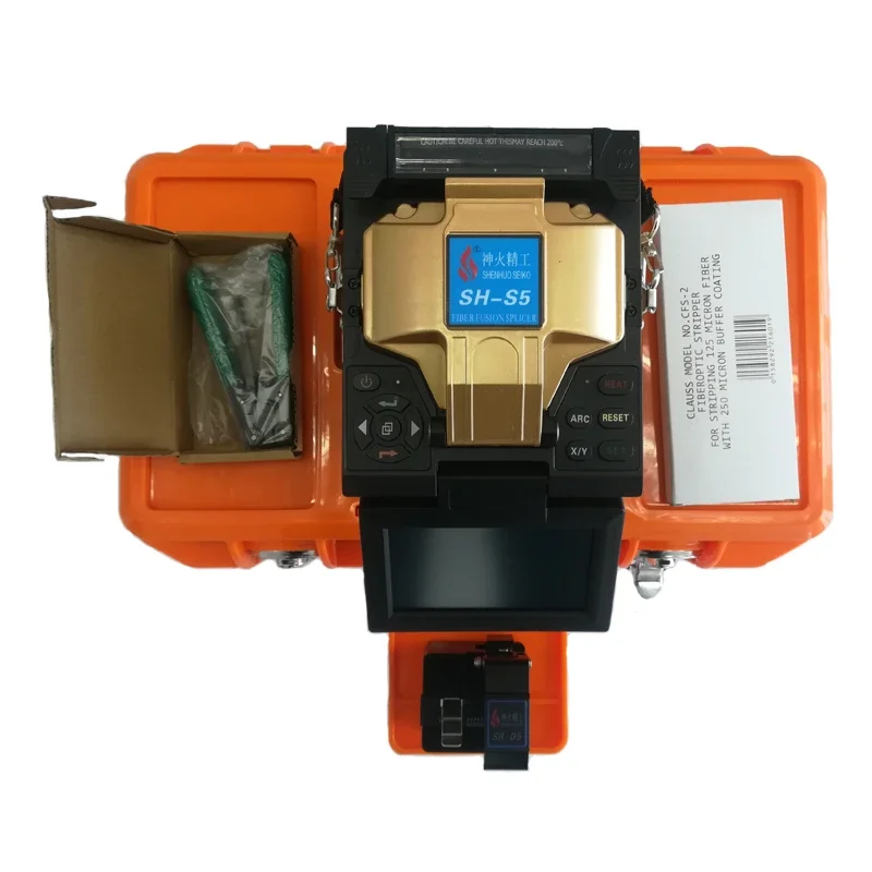 Original Shenhuo Seiko FTTH SH-S5 ไฟเบอร์ออปติก Splicing เครื่อง SM MM Fiber Fusion Splicer สําหรับไฟเบอร์ Splicing พร้อมหน้าจอสัมผัส