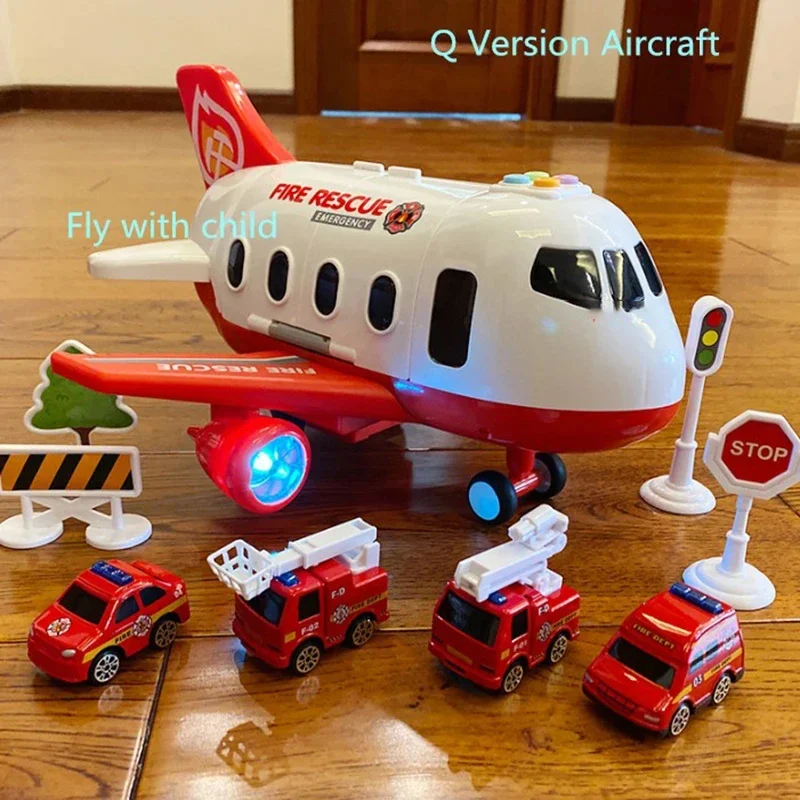 New Children\'s Large Passenger Aircraft Model Set with 5PCS Theme Alloy Car Model DIY Children\'s Aircraft Toy Birthday Gift