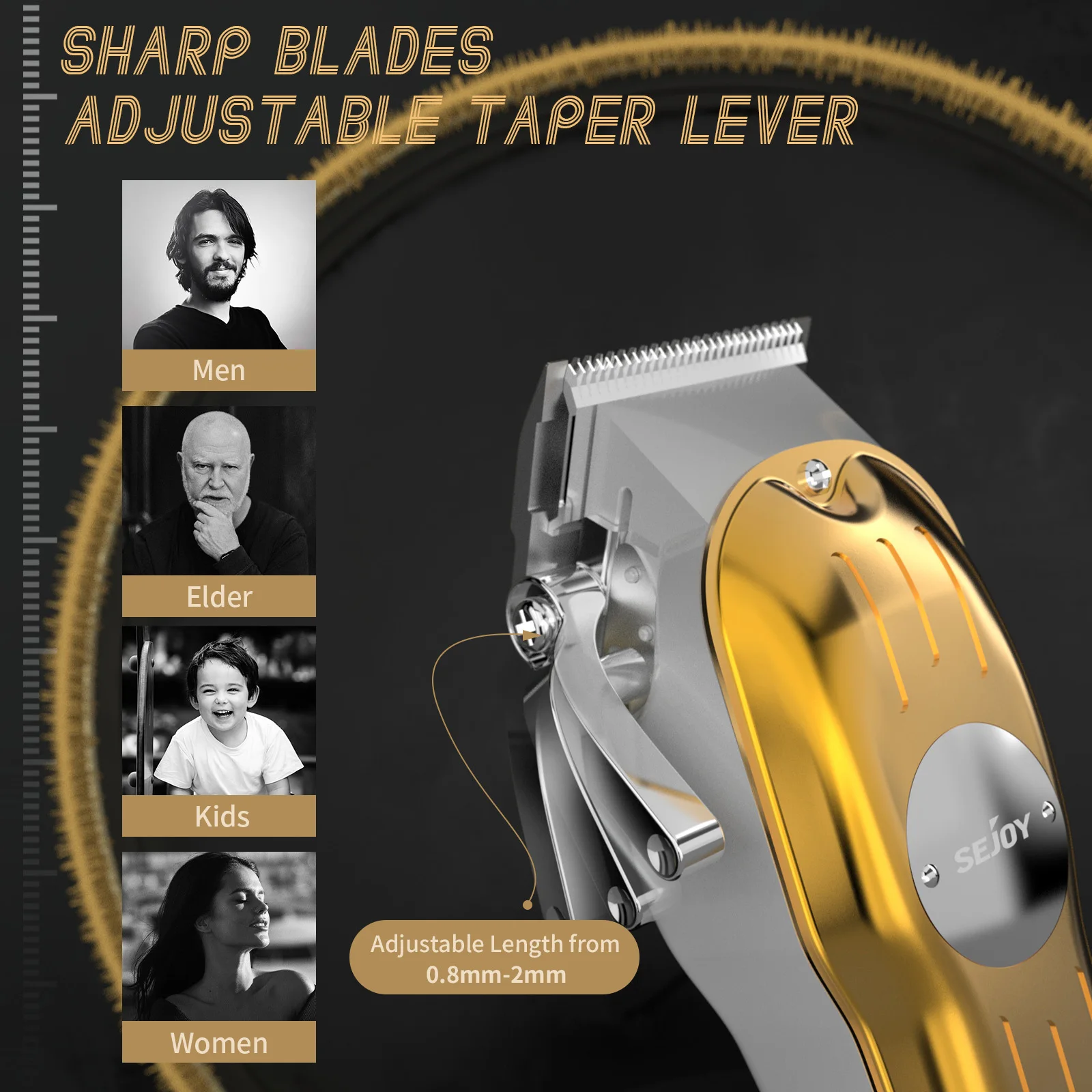 Sejoy Professional Combo Kits Hair Clipper Electric Hair Trimmer kits For Men Rechargeable Cordless Haircut Machine for Barber