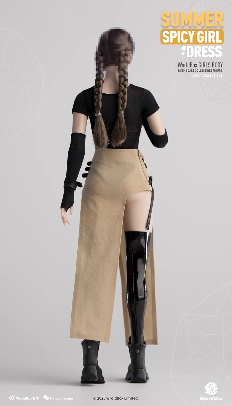 Worldbox 1/6 مقياس CA012 شبكة شق تنورة منخفضة الخصر الجوارب الملابس التمهيد نموذج صالح 12 ''أنثى الجندي عمل الشكل الجسم الدمى لعبة #6